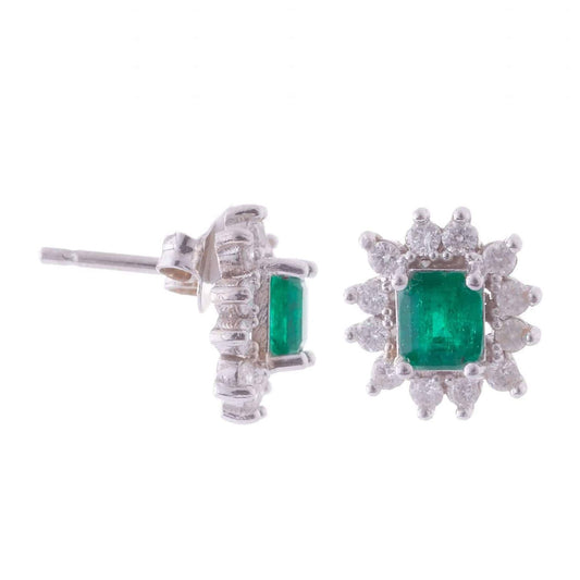 Aretes Square Emerald & Diamonds