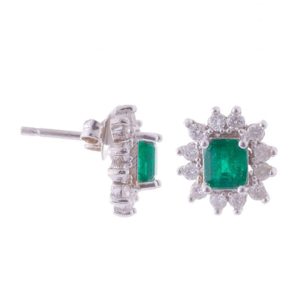 Aretes Square Emerald & Diamonds