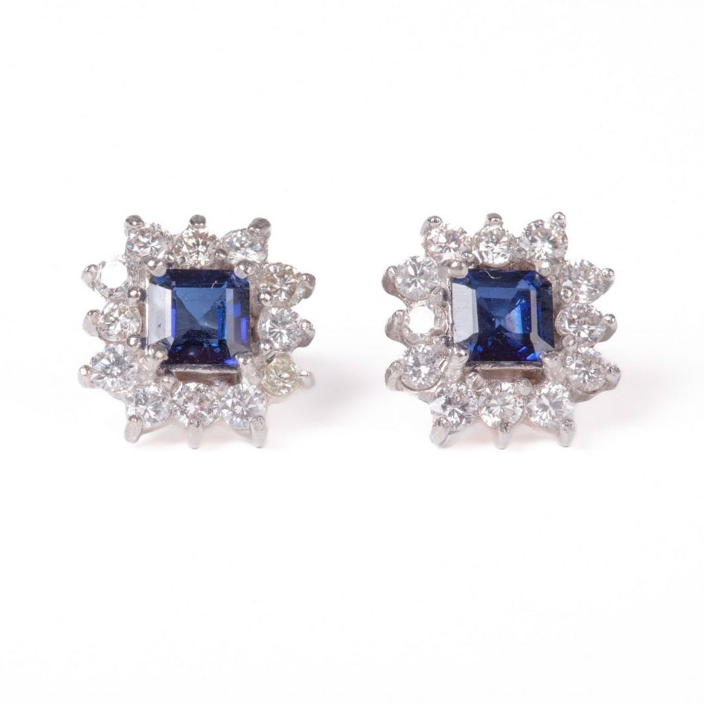 Aretes Square Sapphire and Diamonds