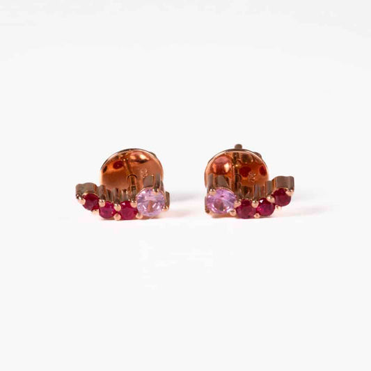 Aretes Curved Rubys and Pink Sapphire