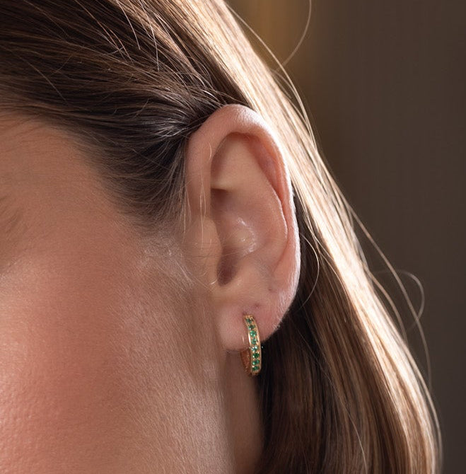 Mini Hoops Halo in Emerald