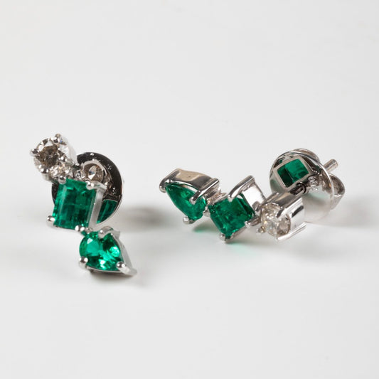 Aretes Emerald Falls & Diamond