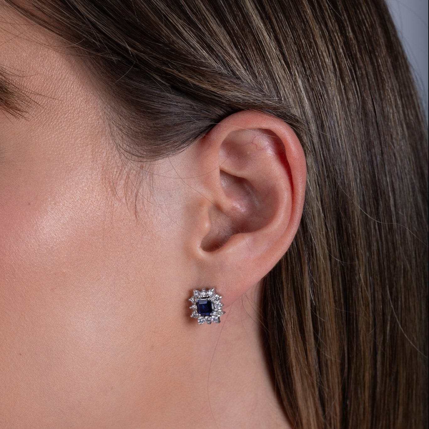 Aretes Square Sapphire and Diamonds