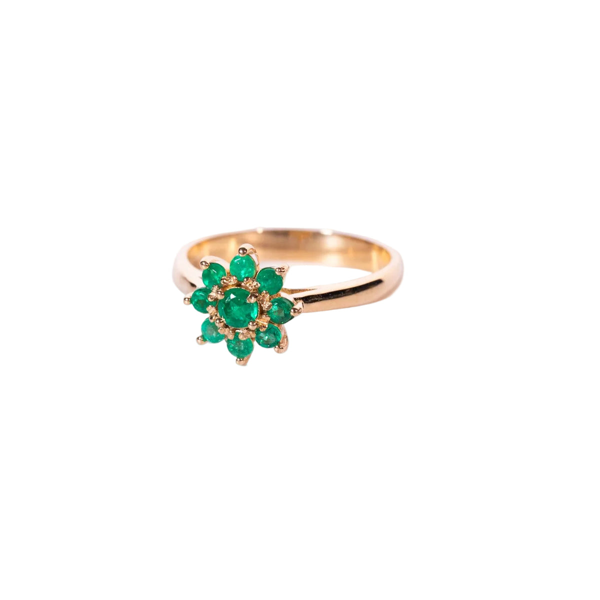Anillo flor esmeralda
