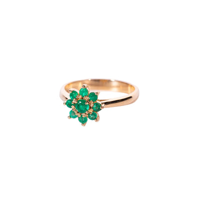 Anillo flor esmeralda