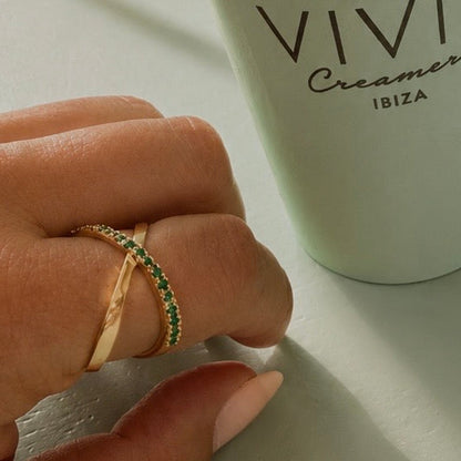 Anillo cruzado esmeraldas