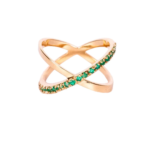 Anillo cruzado esmeraldas