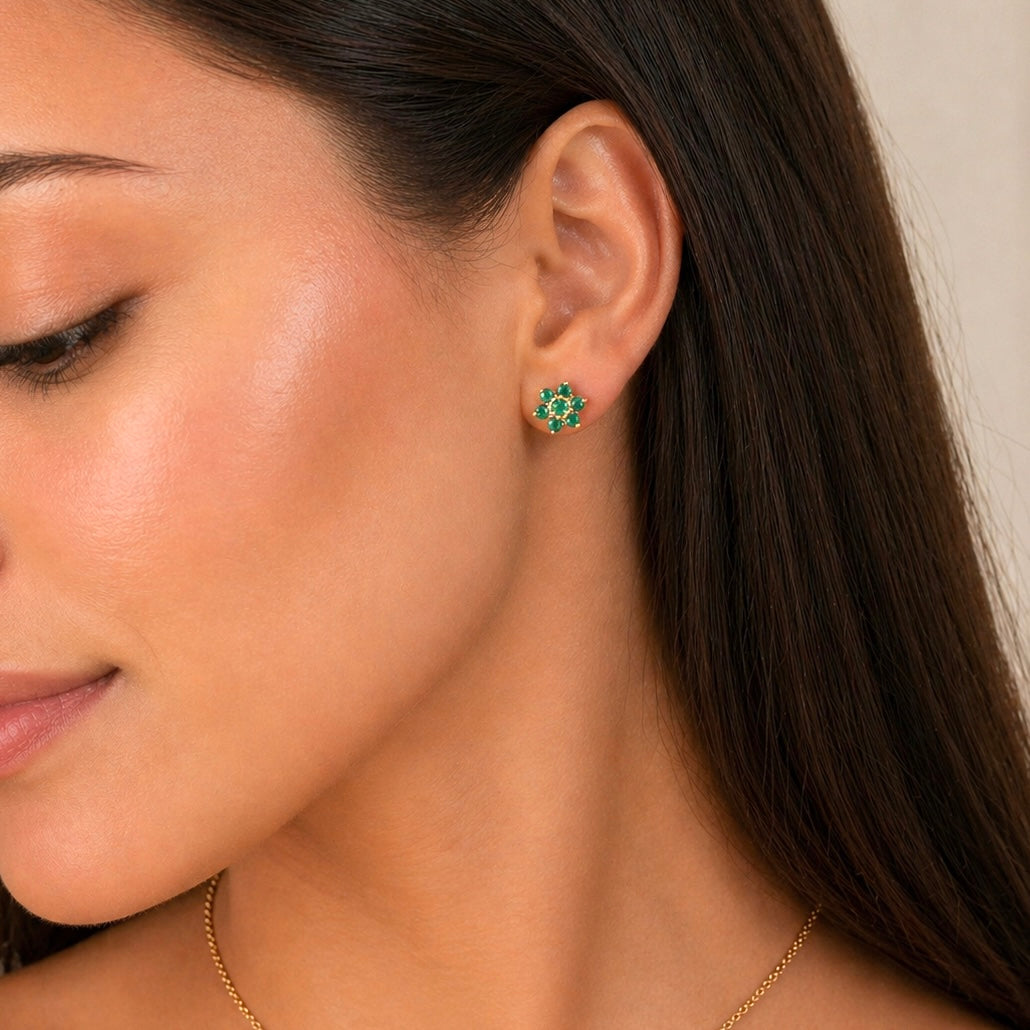 Aretes emerald flower