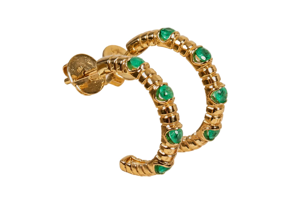 Hoops de Esmeraldas Colombianas en Oro 18K