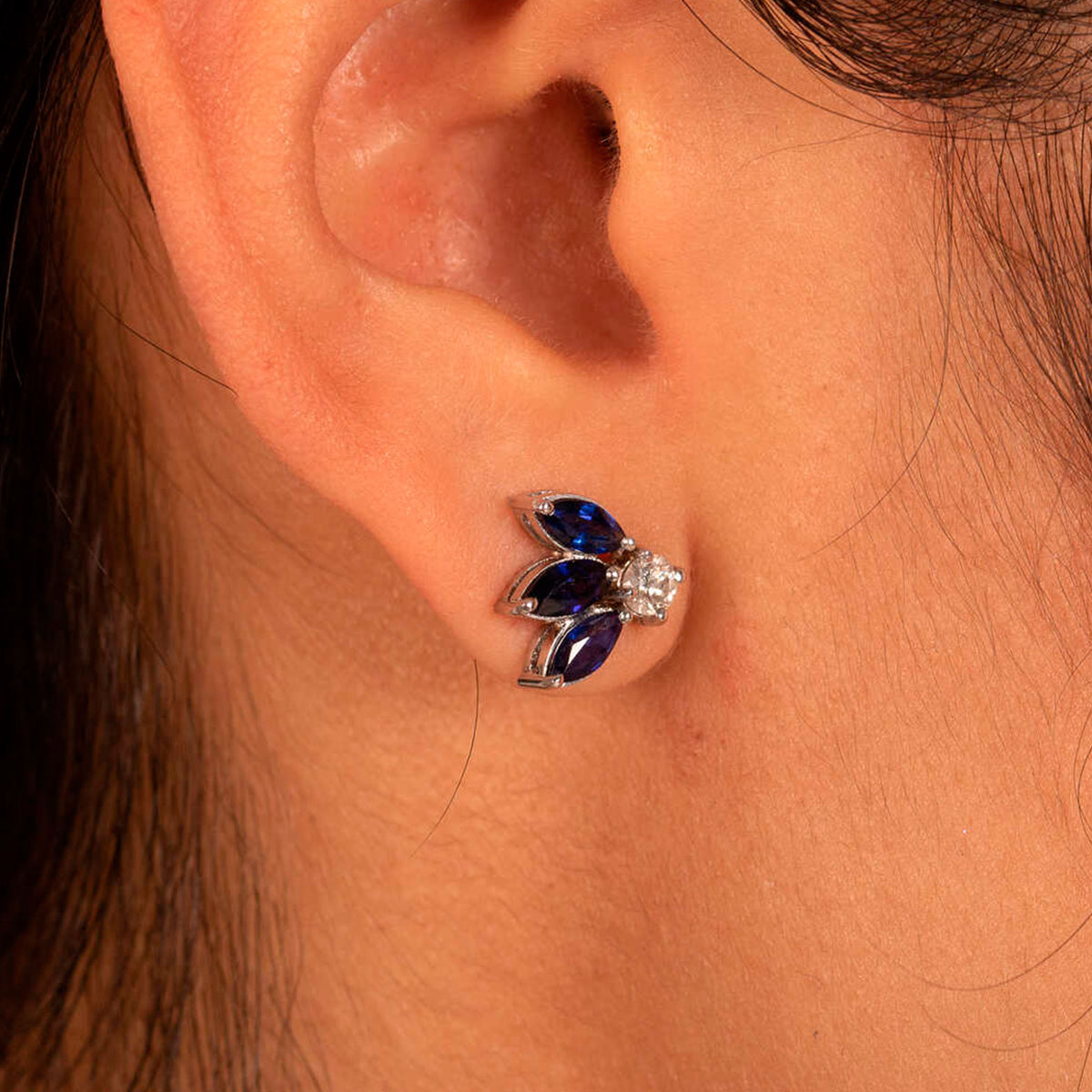 Aretes Diamond & Marquise Sapphire