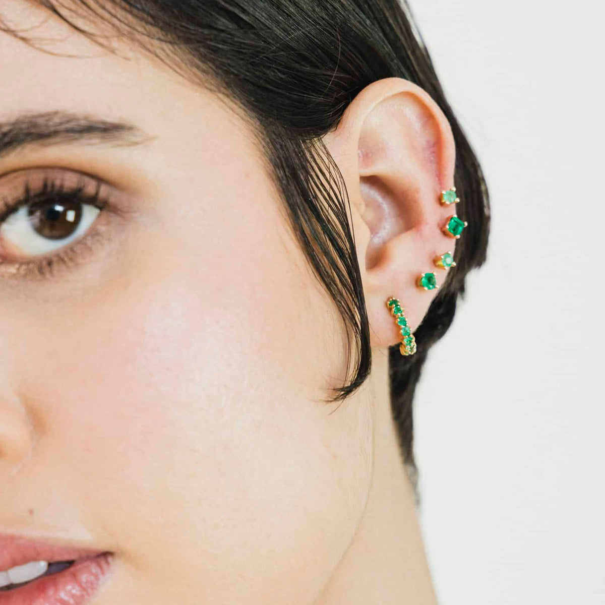 Emerald Mini Hoops