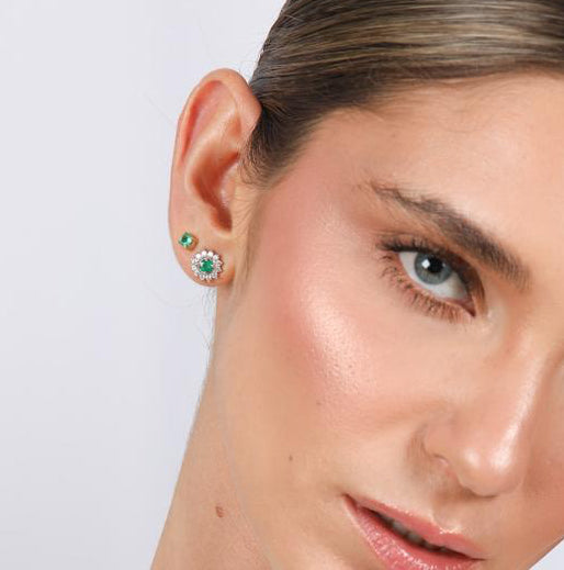 Aretes Emerald and Diamonds