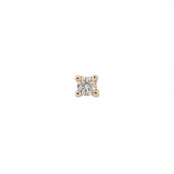 Mini topo solitario en Oro Rosa de 18 Kilates y Diamante de 2mm