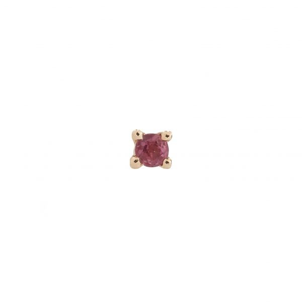 Mini topo solitario en Oro Rosa de 18 Kilates y Rubí de 2mm